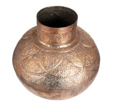 Engraved Copper Water Pot or Matka for Decor