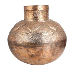 Engraved Copper Water Pot or Matka for Decor