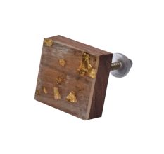 Handmade Brown Wooden and Resin Square Cabinet Knobs
