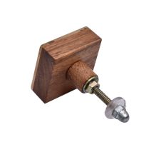 Handmade Brown Wooden and Resin Square Cabinet Knobs
