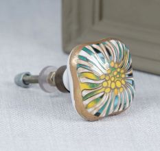Ceramic Multicolor Abstract Square Theia Cabinet Drawer Knobs