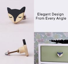 Grey and Peach Wooden Fox Cabinet Knobs
