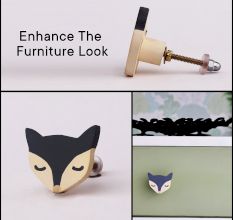 Grey and Peach Wooden Fox Cabinet Knobs