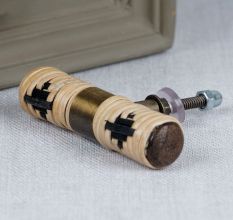 Brown and Black Rattan T Bar Dresser Knobs