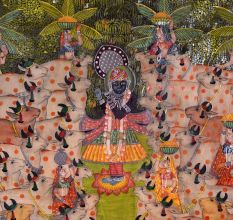 Pichwai Cow Painting  Of  Shreenathji On Sharad Purnima