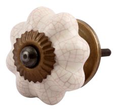 Cream Crackle Melon Drawer Knob