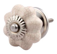 Cream Crackle Melon Drawer Knob