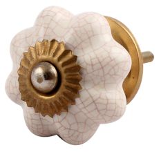 Cream Crackle Melon Drawer Knob