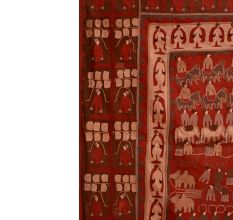 Red Tapestry Vintage Wall Hanging With Applique Method