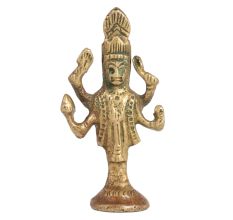 Small Brass Lord Vishnu Statue for Worship