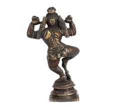 Brass Lord Krishna Dancing Statue in Antique Finish