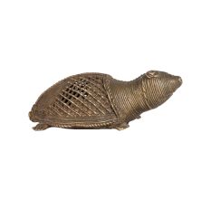 Small Handmade Brass Turtle in Jali Work