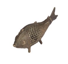 Small Brass Fish Statue in Jali Work