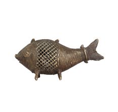 Small Brass Fish Statue in Jali Work