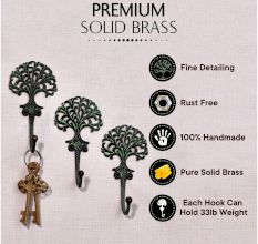 Antique Green Brass Tree Hooks for Hanging