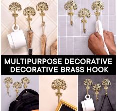 Golden Brass Tree Wall Hooks for Hanging
