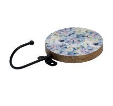 Multicolor Floral Pattern Round Wood and Resin Key Hooks for Hanging