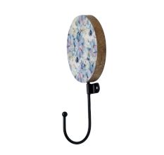 Multicolor Floral Pattern Round Wood and Resin Key Hooks for Hanging