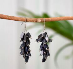 Dark PurpleÂ Bead Hook Earrings made of Sterling Silver 92.5