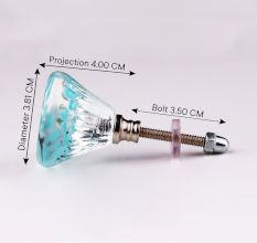Clear and Turquoise Round Glass Cabinet Knobs