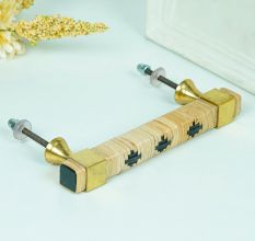 Black and Brown Wooden Rattan Door Handles