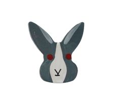 Grey and White Wooden Rabbit for Kids Dresser Knob
