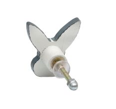 Grey and White Wooden Rabbit for Kids Dresser Knob