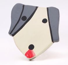 Grey and White Wooden Dog for Kids Cabinet Drawer Knob
