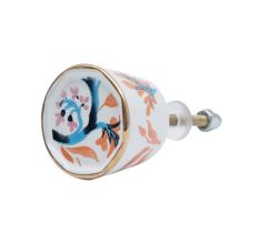 White Octagon Ceramic Floral Dresser Knobs and Pulls