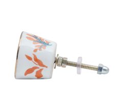 White Octagon Ceramic Floral Dresser Knobs and Pulls