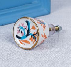 White Octagon Ceramic Floral Dresser Knobs and Pulls