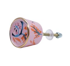 Pink Octagon Ceramic Floral Drawer Knobs and Pulls