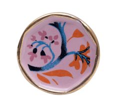 Pink Octagon Ceramic Floral Drawer Knobs and Pulls