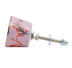 Pink Octagon Ceramic Floral Drawer Knobs and Pulls