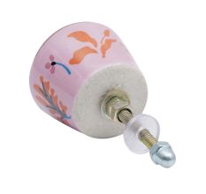 Pink Octagon Ceramic Floral Drawer Knobs and Pulls