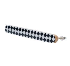 Black and White Checkerboard Resin and Wood Door Handle - 8.5 Inch