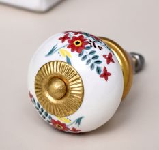 Ceramic Multicolor Floral Pattern Cabinet Knobs