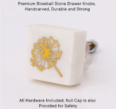 White and Golden Blowball Stone Drawer Knobs