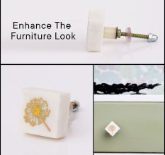 White and Golden Blowball Stone Drawer Knobs