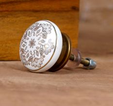 Grey Golden Floral Cabinet Knobs