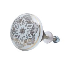 Grey Golden Floral Cupboard Knobs