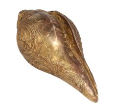 Brass Engraved Conch Shell for Pooja