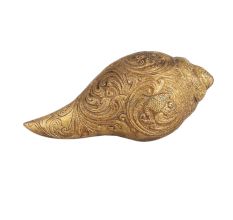 Brass Engraved Conch Shell for Pooja
