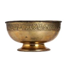 Golden Engraved Brass Bowl for Decor