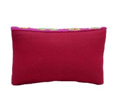 Pink Floral Beaded Cotton Crossbody Hand Bag For Women 
