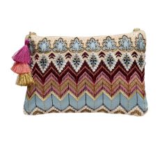 Multicolor Handcrafted Beaded Cotton Sling  Side Bag For Women 