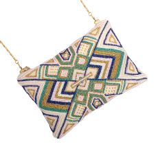 Multicolor Handcrafted Beaded Cotton Sling  Type Of Bag For Women 