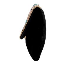 Black Beaded Cotton Sling Bag For Women With Bird Design 