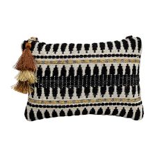 Black And White Abstract Cotton Crossbody Hand Bags For Women 
