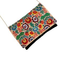 Floral Beaded Cotton Small Sling Bag For Women 
